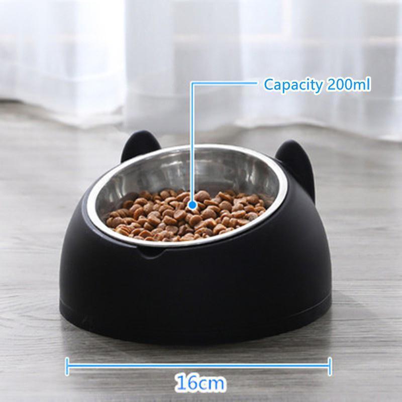Detachable Pet Food Bowl Cute Cat and Dog Bowl Protects Cervical Neck 15 Degree Oblique Mouth Pet Stainless Steel Food Bowl