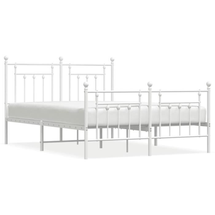 VidaXL Cadre de lit métal avec tête de lit-pied de lit blanc 140x200cm 353605
