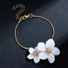 Elegant Simple Golden White Color Two Flower Bracelet For Women Fashion Adjustable Buckle Anklet Chain Jewelry Gifts