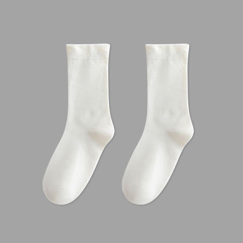 

Девичьи гольфы до середины икры, однотонные, простые и универсальные, модные длинные гольфы, белые студенческие носки 1 pair молочный белый