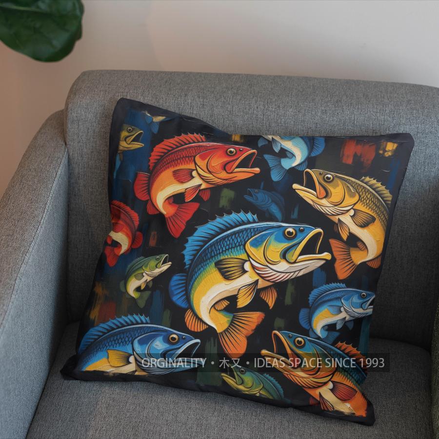 2D Buntes Fischmuster Kissenbezug Muster Kissenbezug Geeignet für Sofa Schlafzimmer Auto Kissenbezug