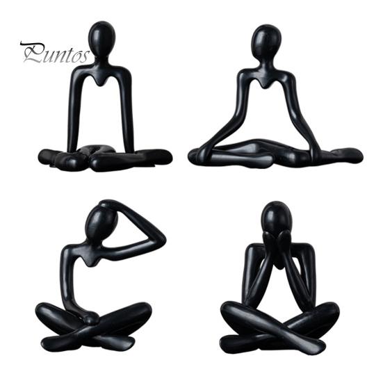 

4 шт. Золотая статуя мыслителя, абстрактная скульптура, пластиковые коллекционные фигурки, витрина для гостиной, домашний офис, декор 4pcs чёрный