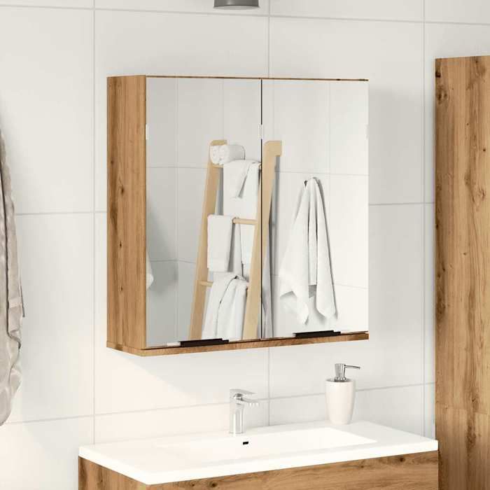 VidaXL Bathroom Mirror Cabinet Artisan Oak 64x20x66.5 Cm, Mirror Cupboard, Wall Cabinet with Mirror, 856941