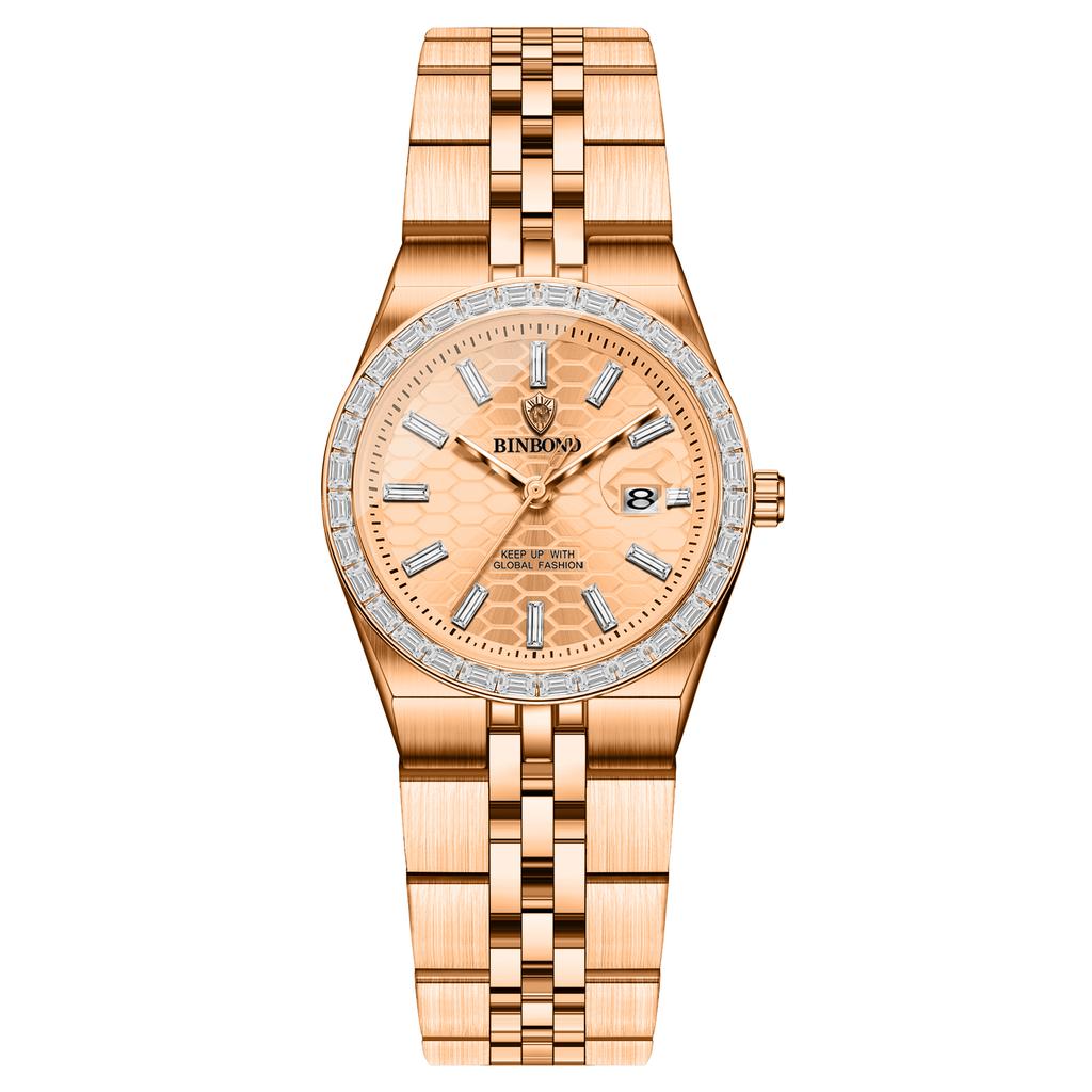 Ladies Casual Quartz Wristwatch Accurate Luxury Waterproof Steel Strap Auto Date Fashion Watch for Women