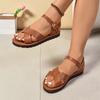 Women'S Summer Flat Sandals Open Toe Cross Strap Roman Style Comfortable Synthetic Cover with EVA Sole