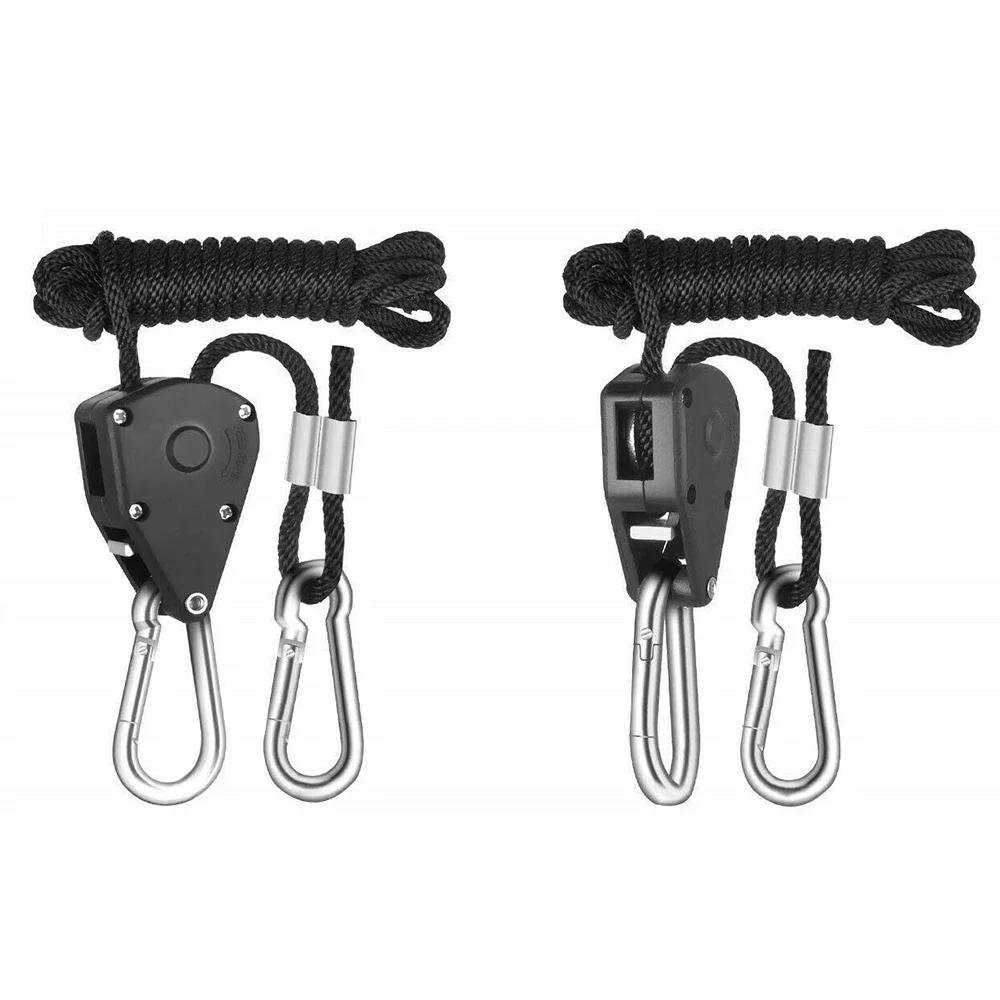2pcs Pulley Ratchets Kayak and Canoe Boat Bow Stern Rope Lock Tie Down Strap 1/8 Inch Heavy Duty Adjustable Rope Hanger