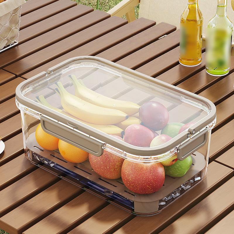 Portable Fruit Food Storage Container Large Capacity Airtight Freshness Box with Drain Plate for Outdoor Picnic Camping Use 3670₽