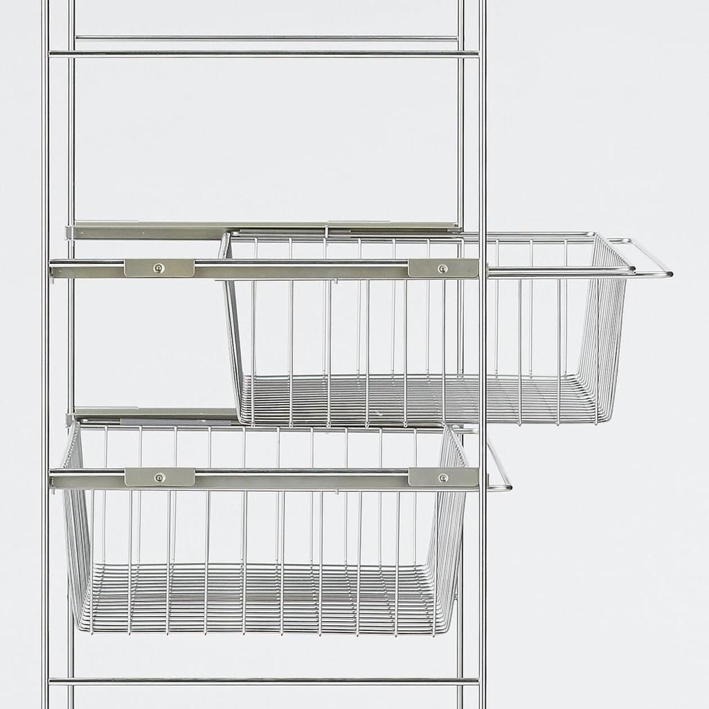 MUJI Stainless Steel Unit Shelf with Additional Wire Basket for 56cm Wide Shelves (Product Code 83922160)