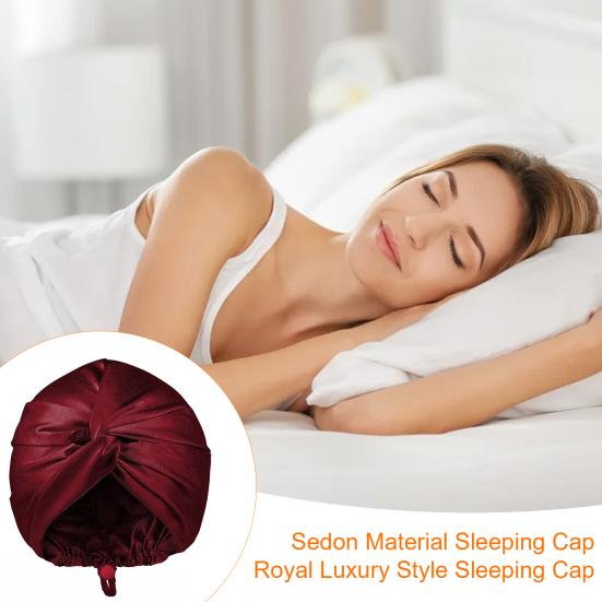 Hair Care Hat Double Layer Imitation Silk Sleep Hat Back Adjustable Buckle Turban Hat Solid Color Home Headwear