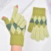 Gloves Warm gloves Fleece thickened gloves Leaky finger knitted middle school student cold-proof plush gloves