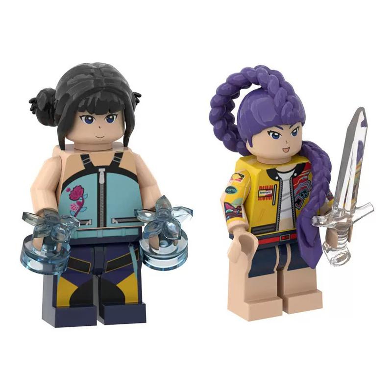 Kpop Demon Hunters Cartoon Doll Building Blocks Kawaii Mini Action Figure Head Assembly Toys Child Educational Toys Gift