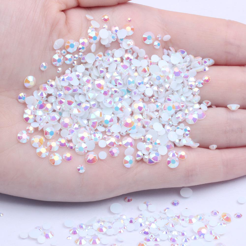 Multi-Color AB Jelly Resin Rhinestones, 2-6mm, 1000 Pcs, Flat Back for Nail Art