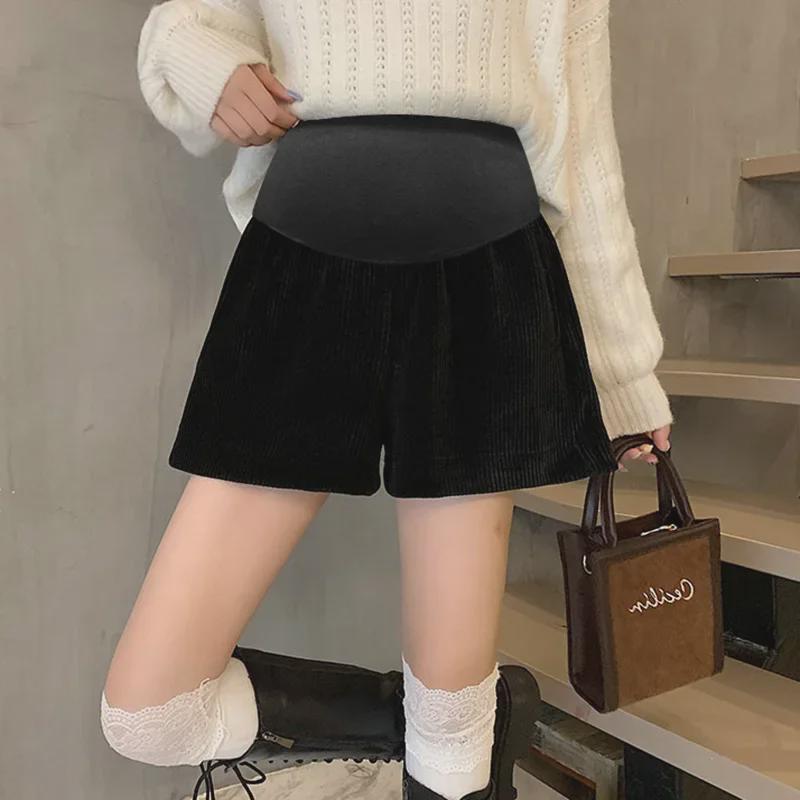 

Шорты из вельвета для беременных с леггинсами и широкими штанинами на осень/зиму 2XL чёрный