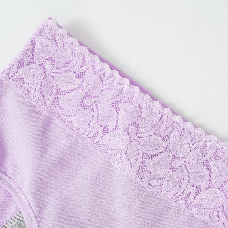 Ropa interior menstrual con cinturón de encaje de cintura media para mujer, bragas menstruales, ropa interior antifugas laterales agrandadas