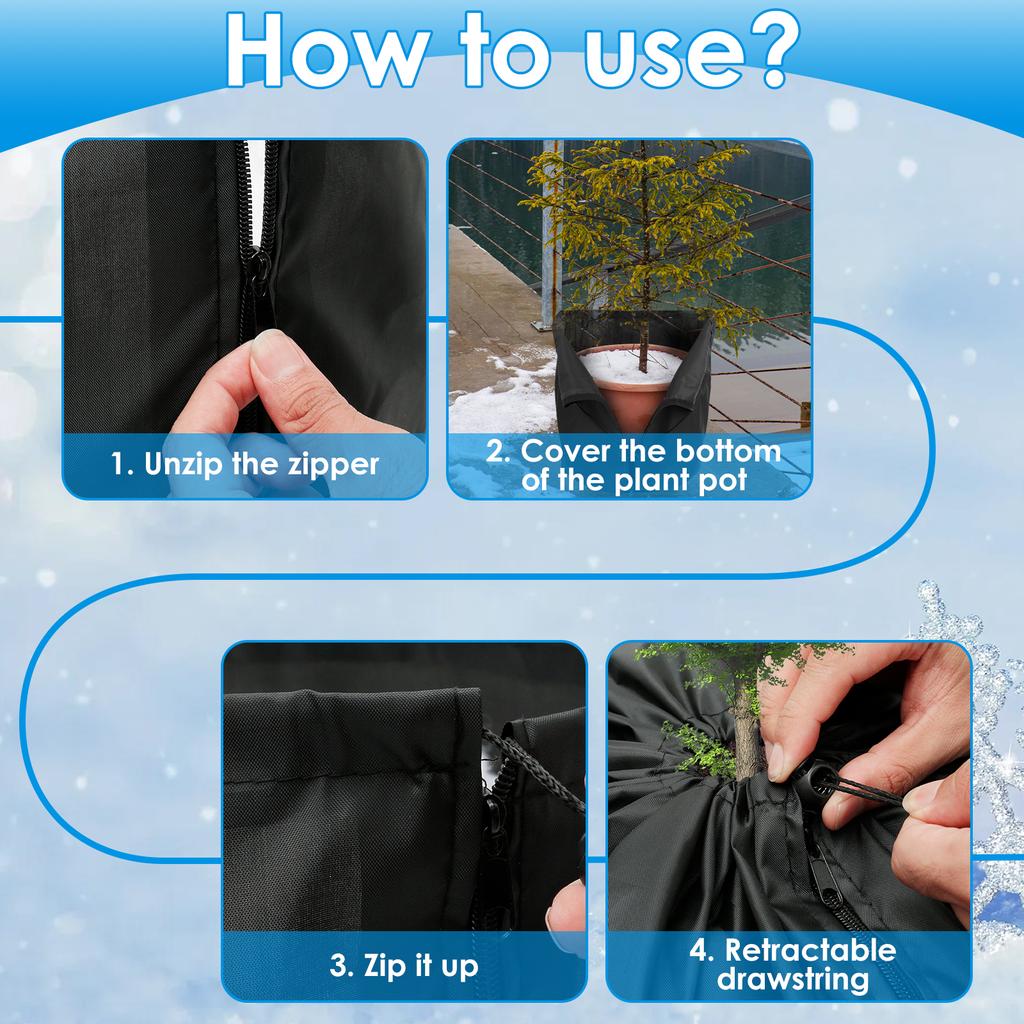 2Pcs Flower Pot Thermal Covers Winter Outdoor Plant Protection Bag Oxford Fabric Garden Trees Anti-Frost Cold Protection Cover