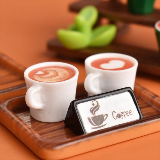 40 stk Mini Resin Kaffekopper Statuer Levende Utseende Mikro Landskap Ornament DIY Håndverk Lett Dukkehusdekor