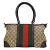 Used GUCCI Handbag Sherry Line 257341 GG Canvas/leather Beige Dark Brown