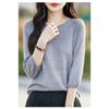 Summer Women's Clothing Crew Neck Knitted Sweater Short-sleeved Five-quarter-sleeved Top
