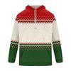Men's Casual Loose Fit Hooded Sweatshirt with Christmas Print and Large Pockets