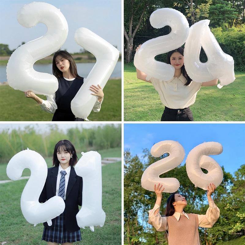 32 Inch White Number Balloons 0-9 Large Digital Foil Helium Ball Wedding Birthday Baby Shower Graduation Anniversary Party Decor