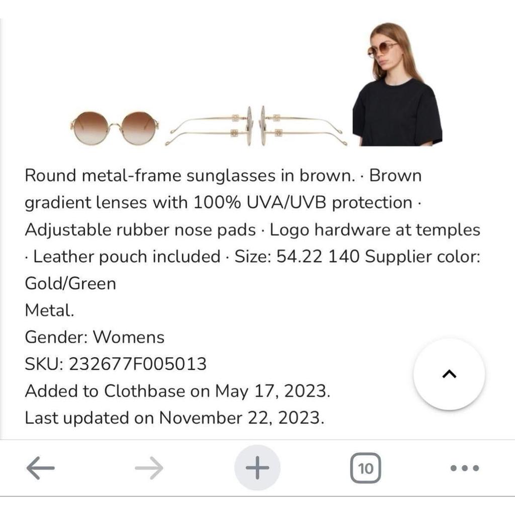 Used [Official Purchase] Loewe Gold Anagram Round Sunglasses Gold Anagram Round Sunglasses Brown