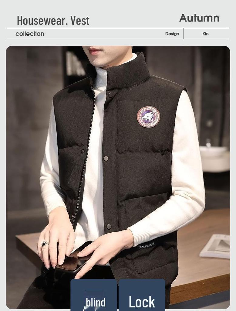 Men's Trendy Korean Style Winter Down Cotton Vest - Loose, Thickened, Handsome Outerwear Gilet