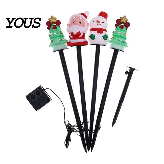 Weather Resistant Landscape Lighting Christmas Solar Stake Lights, Santa Snowman Tree Figurine Lawn Powered Yard Gifts Waterproof Warm LED Lights