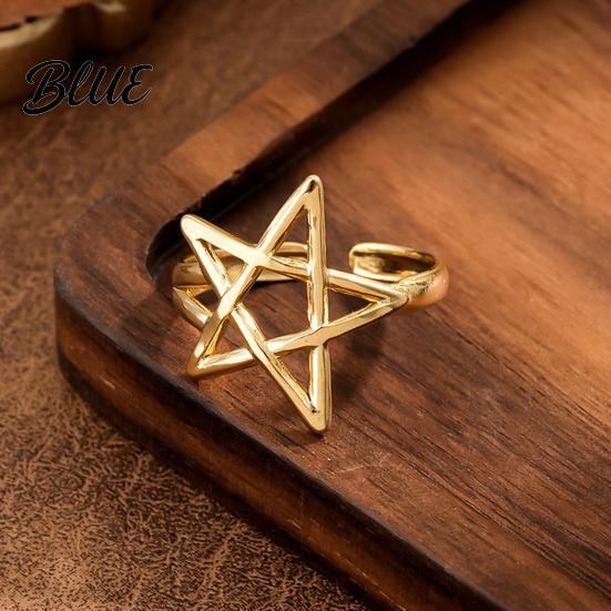 Hollow Star Shape Finger Ring Thumb Adjustable Opening Design Titanium