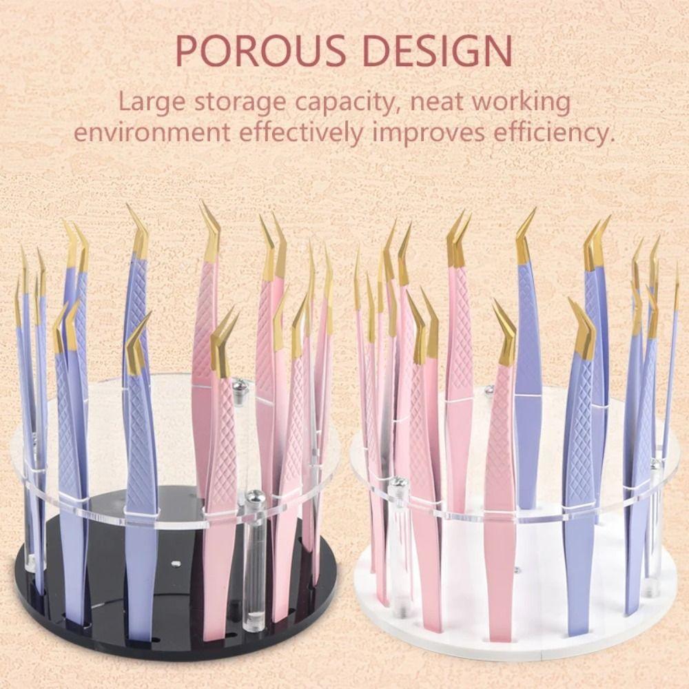 12 Holes Lash Tweezers Stand 360° Rotate Tweezer Storage Box Beauty Salon