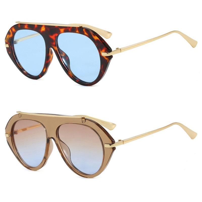 Retro Aviator Round Sunglasses for Women Men Trendy Oversized Vintage Metal Sun Glasses INS Popular Ladies Beach Shades UV400