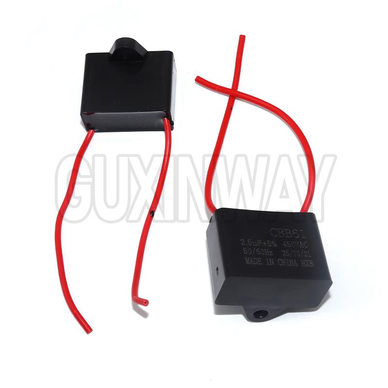 CBB61 Fan Capacitor 450V 1UF 1.2UF 1.5UF 2UF 2.5UF 3UF 4UF 5UF 6UF10UF Ceiling Fan Motor Run Rectangle Capacitor CBB61
