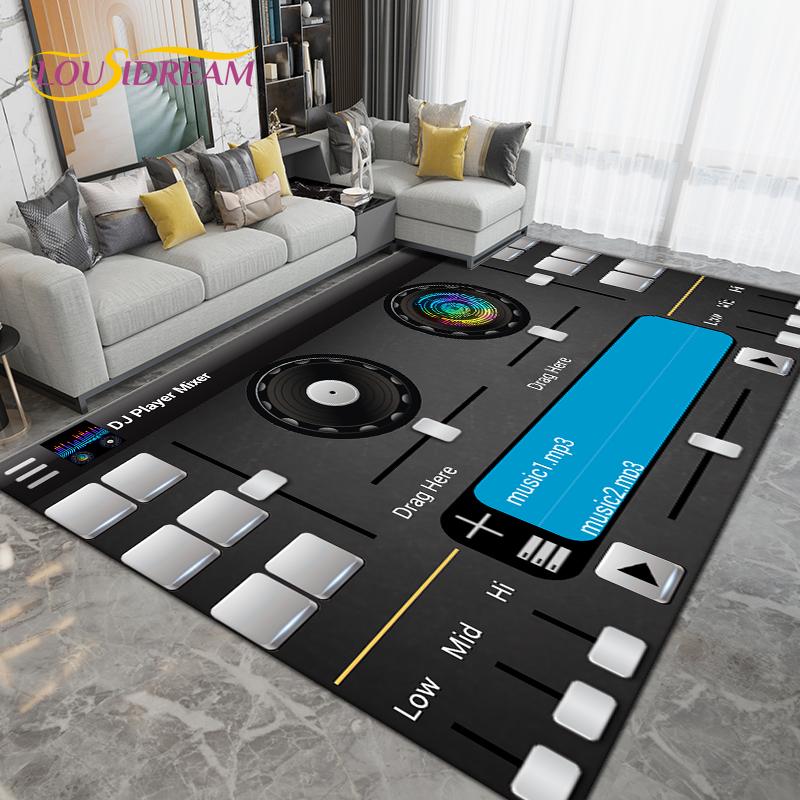 Teppich mit DJ-Musik-Screen-Muster, Teppich für Wohnzimmer, Schlafzimmer, Sofa, Küche, Badezimmer, Flur, Läufer, rutschfeste Bodenmatte