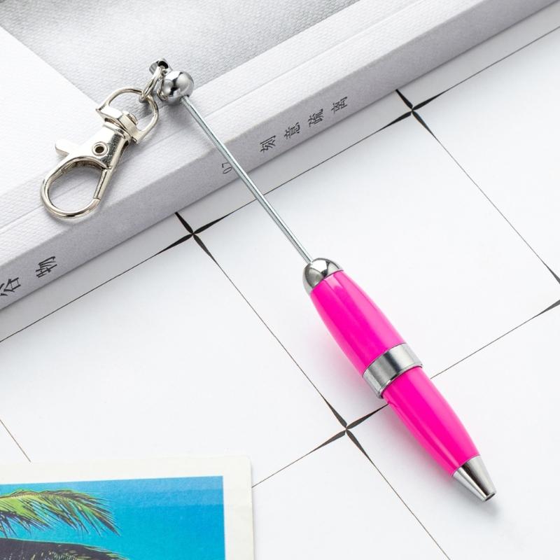 5pcs Writing Pen Beadable Ballpoint Pen with Keychain Beaded Pen for Student