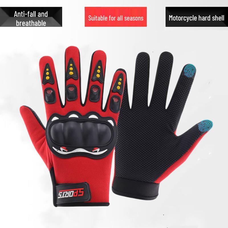 Men's & Women's Full Finger Anti-Slip Breathable Motorcycle Riding Gloves - Wear-Resistant & Protective Outdoor Gear