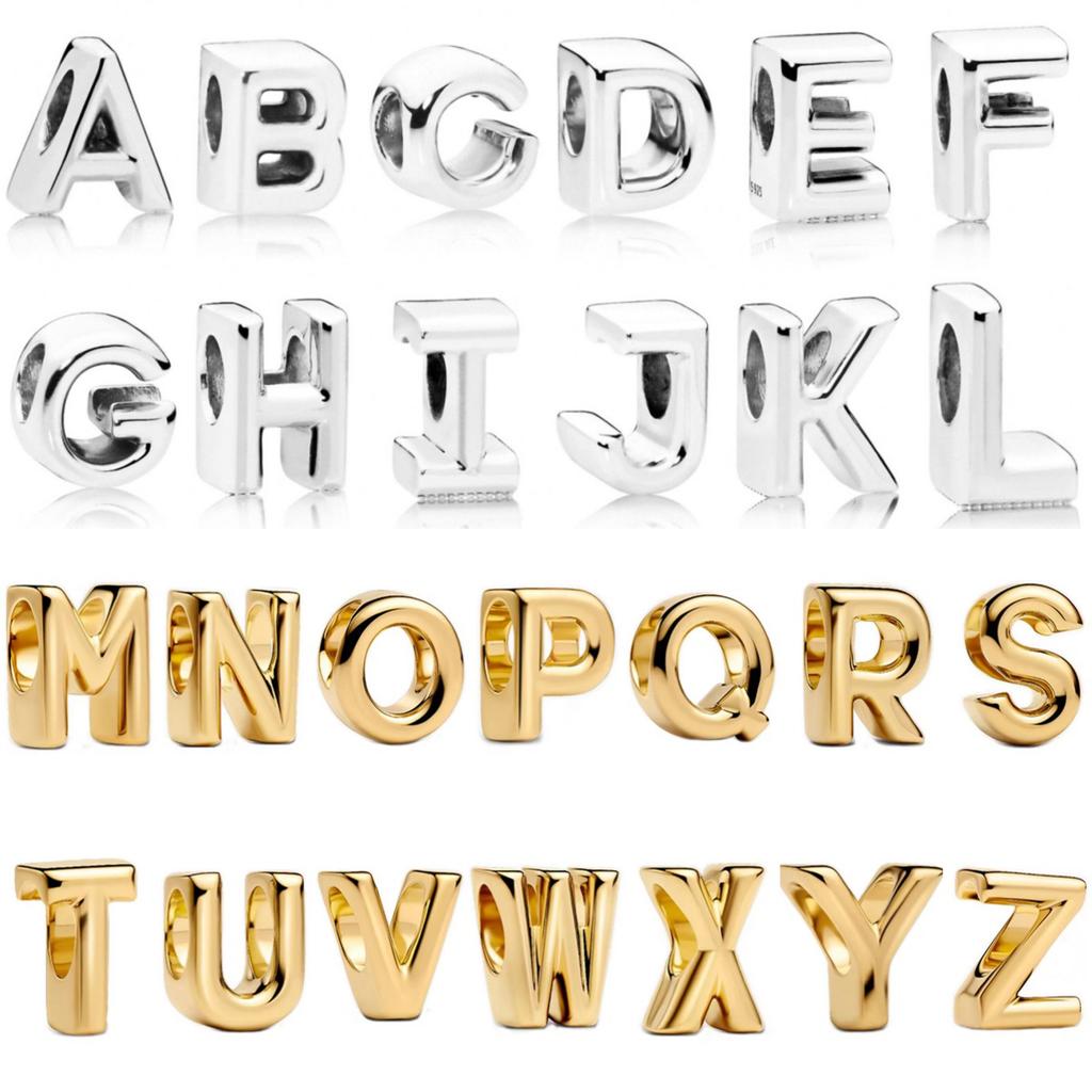 Classic And Minimalist Copper And Gold 26 Letters A-Z Charm Beads Fit For Bracelets Necklaces Diy Boutique Party Jewelry