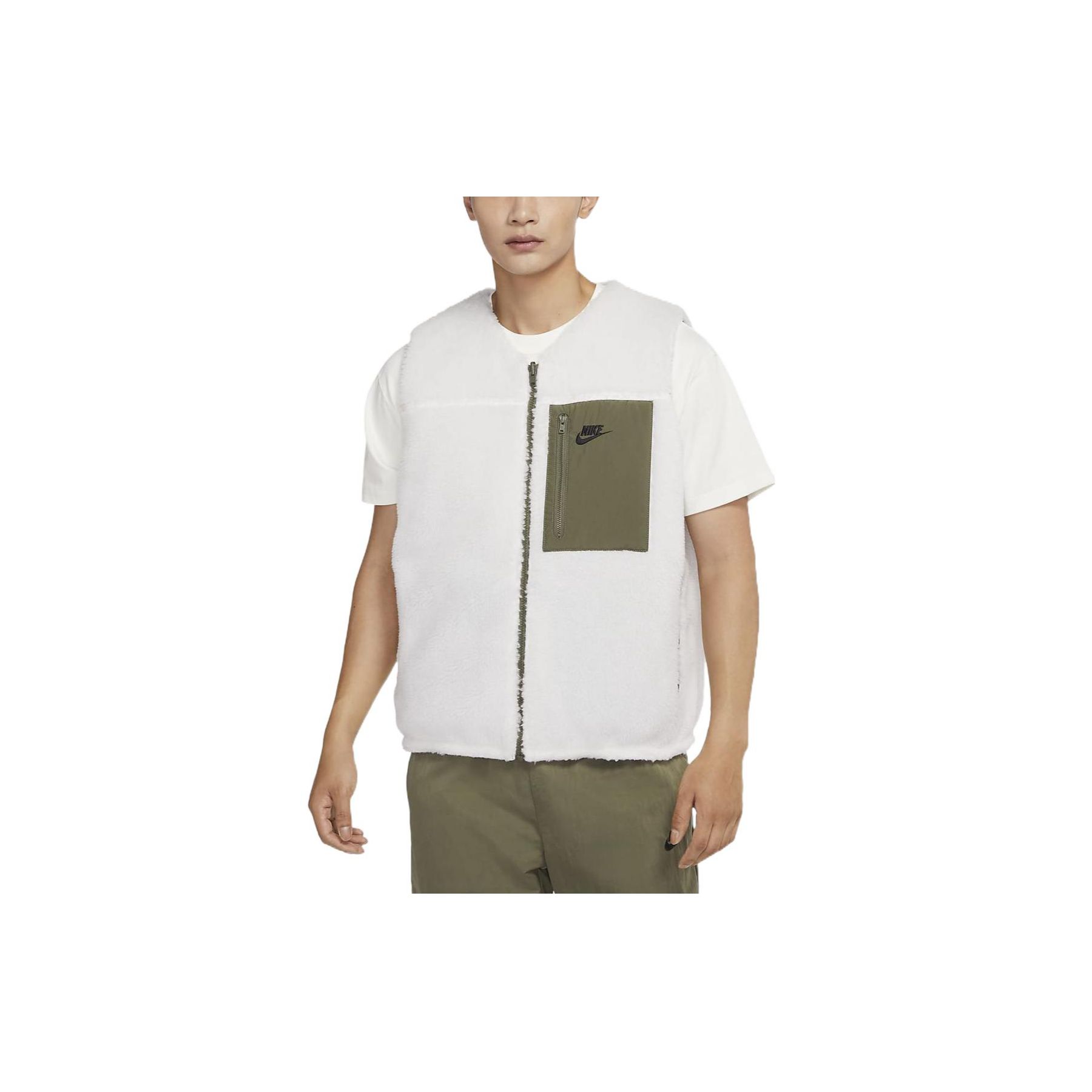 Nike Club+ Reversible Winterized Vest White Medium Olive Men DQ4879-133 XXL