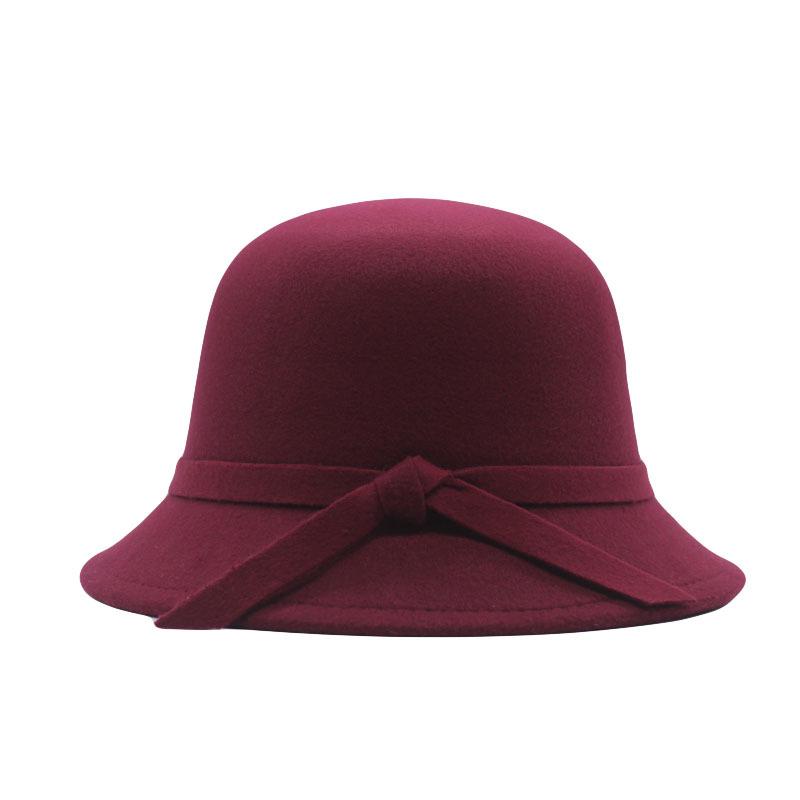 milliner winter new British retro flat top hat European and American autumn and winter women's woolen bow top hat
