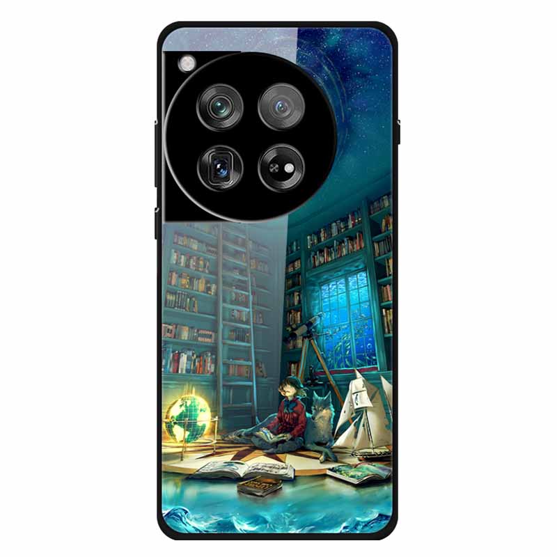 For Oneplus 12 12R Case Tempered Glass Luxury Hard Back Cover for Oneplus 12 12RCases Space Soft Bumpers for One Plus 12 5G Wolf
