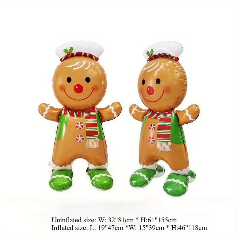1pc Standing Gingerbread Man Santa Claus Foil Balloons Festive Christmas Decorations Xmas Event Home Decorations Party Supplies