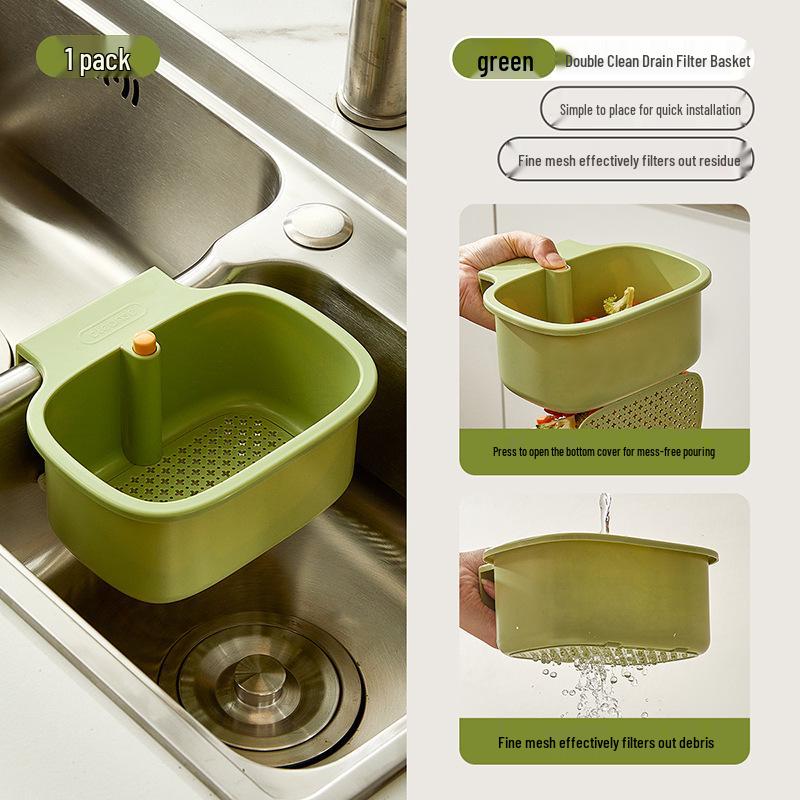 Press-Typed Kitchen Sink Strainer with Hanging Basket for Vegetable Washing and Anti-Clogging