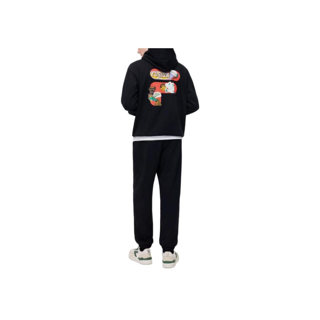 Fila Fusion Loose Knit Hooded Pullover Fleece Sweatshirt Men sweatshirt Black T11U433206F-BK