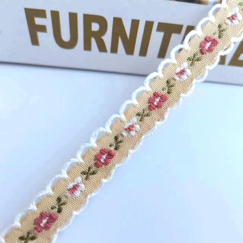 1cm Wide 22yard Ethnic Embroidery Lace Trim Countryside Style Ethnic Woven Ribbon Decoration Small Floral Clothing Accessory