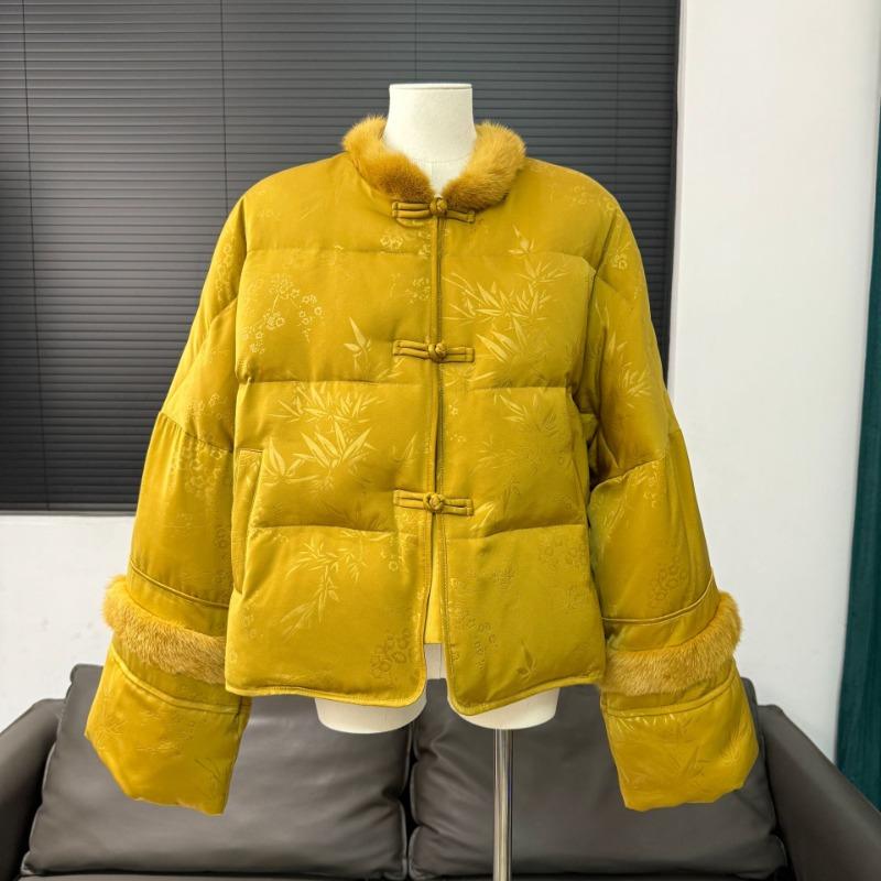 Real Shot! Medium Goose Down Jacket Down Jacket Coat Real Hair Mink Fur Women's Top