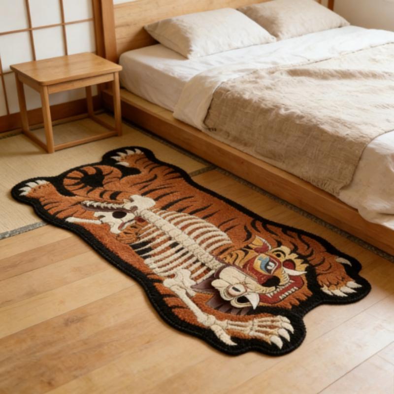 Creativity Bedroom Decor Irregular Shape Carpet Tiger Pattern Carpets for Living Room Anti Slip Cloakroom Floor Mat Washable Rug