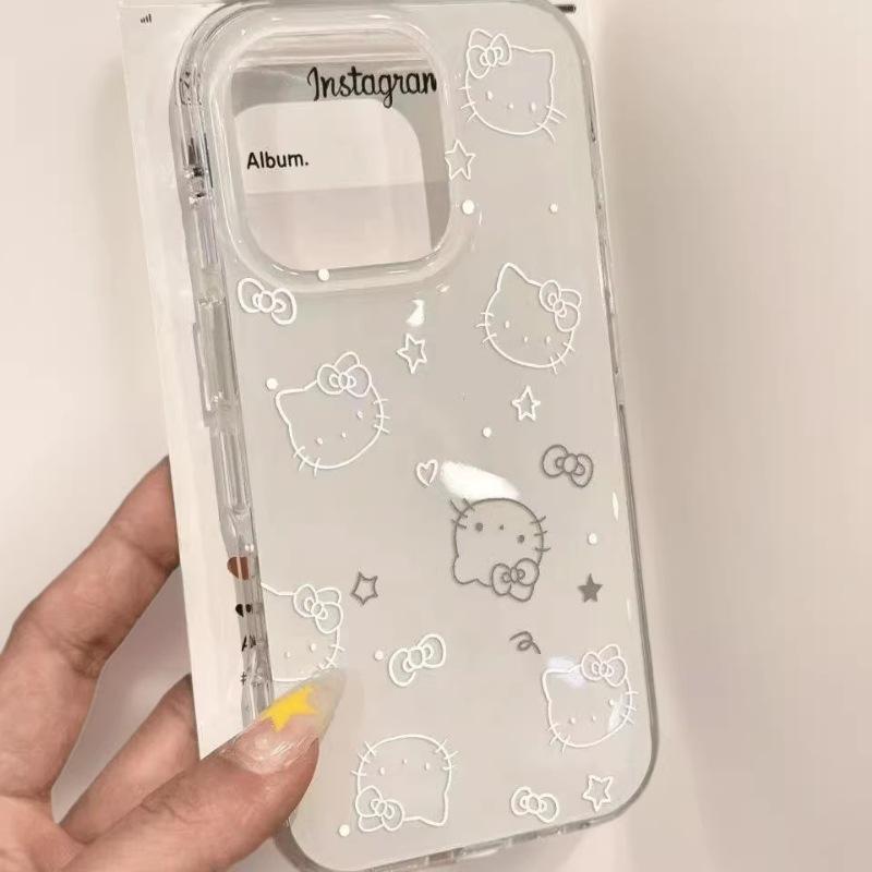 

Чехол Hello Kitty для Apple iPhone 17 Pro Max, Совместим с iPhone 16, 15, 14, 13, IMD Белый фон iPhone 14