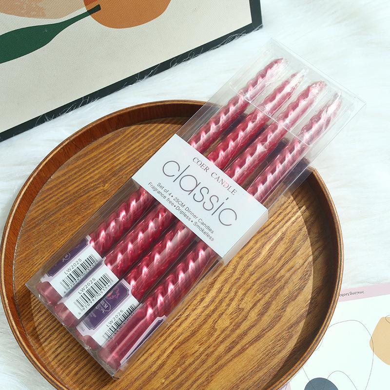 Colorful European-style Electroplated Threaded Long Pole Candles Christmas Wedding Birthday Chinese Valentine's Cone Candles Romantic Decoration