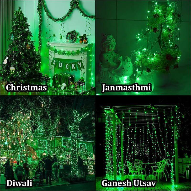 12 Meter (39Ft) LED Rice String Lights – Green Fancy Decorative Fairy Lights for Indoor Outdoor Use, Bedroom, Wedding & Festival Ambience Pack of 1