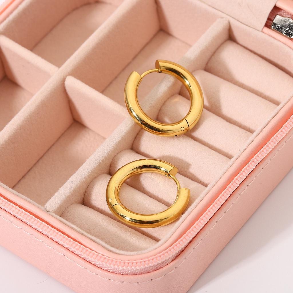 Stainless Goldplated Elegant Steel Geometric Hoop Earrings 18k Gold Titanium Steel Earrings Circle