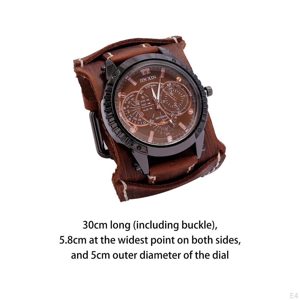 Herren Armbanduhr Manschette Vielseitig Breites Armband Männliche Armbanduhr Lederarmband für Freund