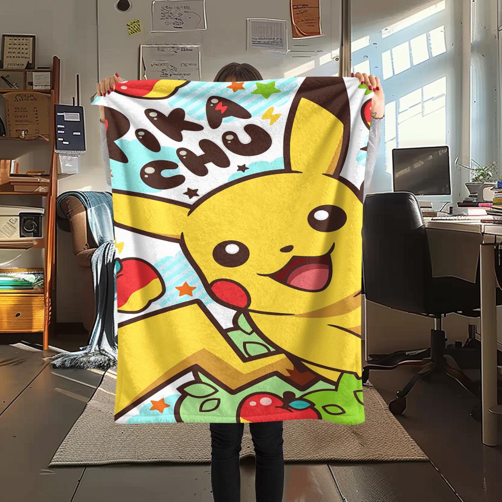 Pok é mon Pikachu Aufdruck Flanelldecke, Hohe Qualität, Bequem für alle Jahreszeiten, Heimdekoration, Wärme und Komfort, Perfekt für Weihnachtsgeschenke